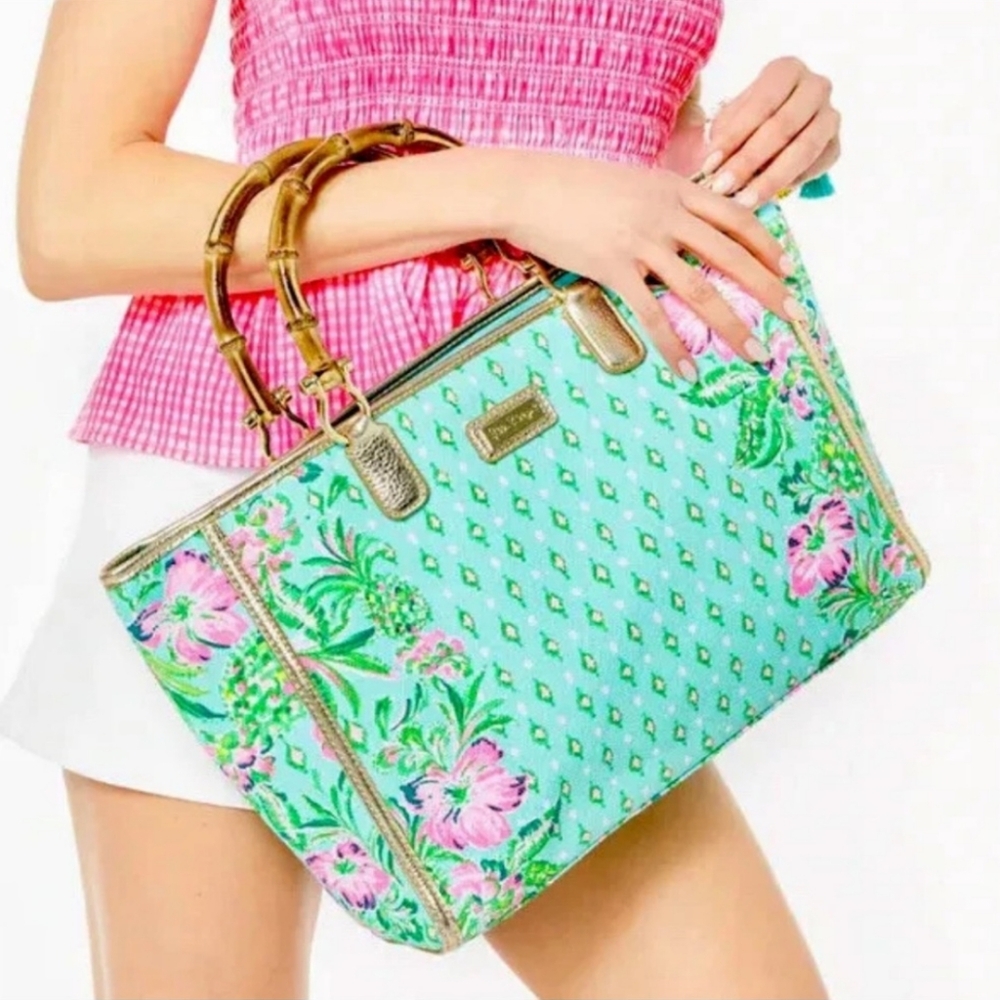 NWT Lilly Pulitzer Greydon Canvas Tote in Oh Diamond Girl Engineered Print